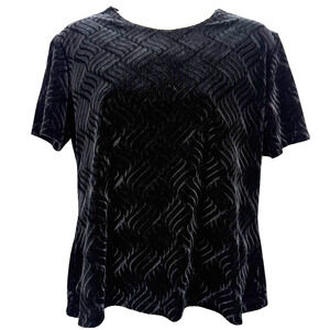 Gemilli Womens Black Burnout Velvet Vintage USA Made Whimsigoth Top Shirt sz L